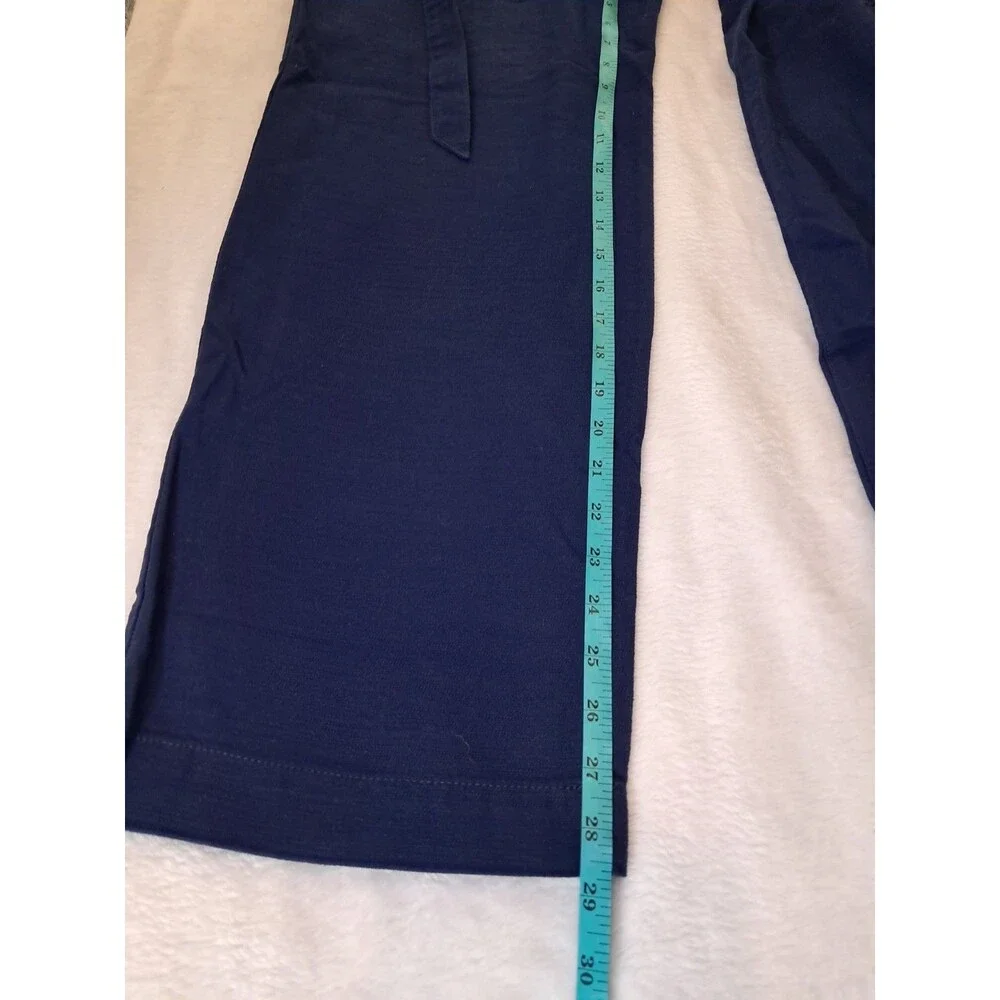 NEW J. Crew Twill Paper Bag Full Length Pant Dark Blue Cotton Belt CL241 Size 8
